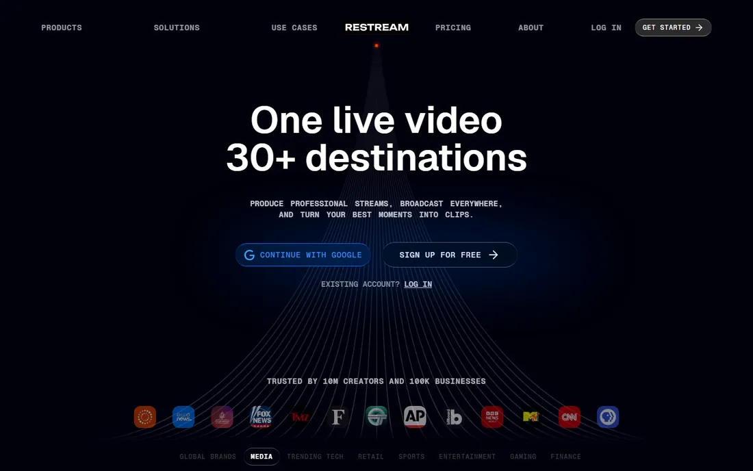 Restream homepage