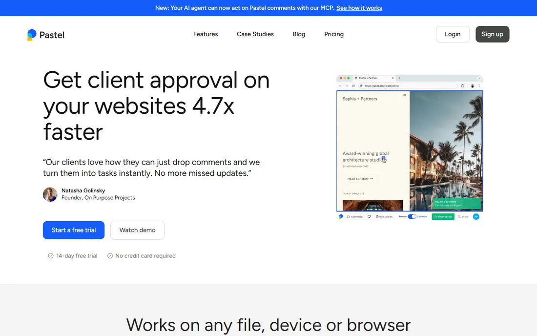 Pastel homepage