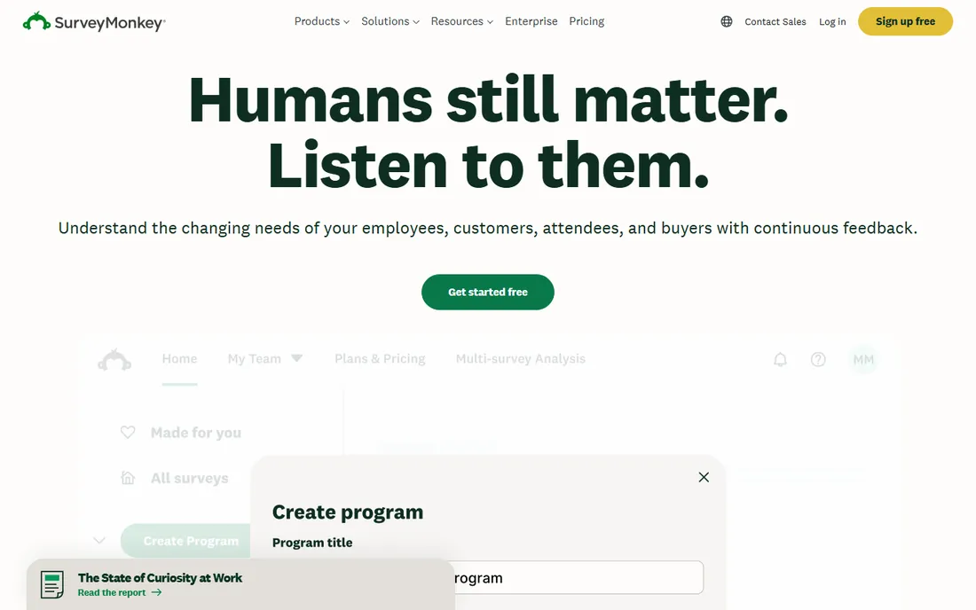 SurveyMonkey homepage