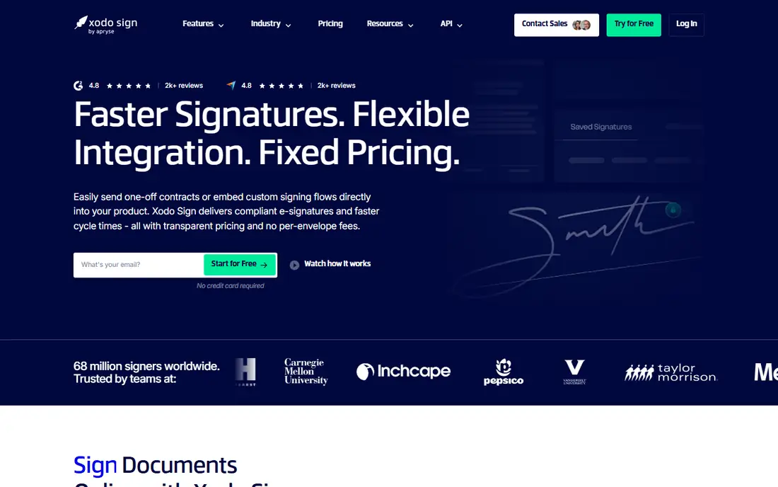 eSignatures by Eversign homepage