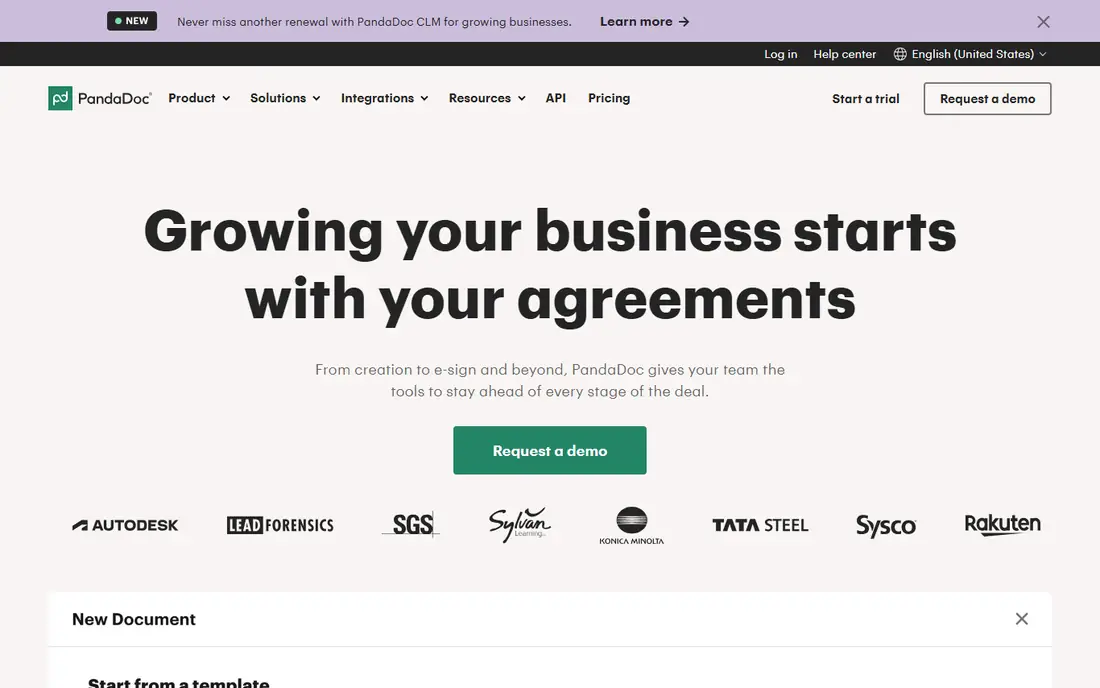PandaDoc homepage