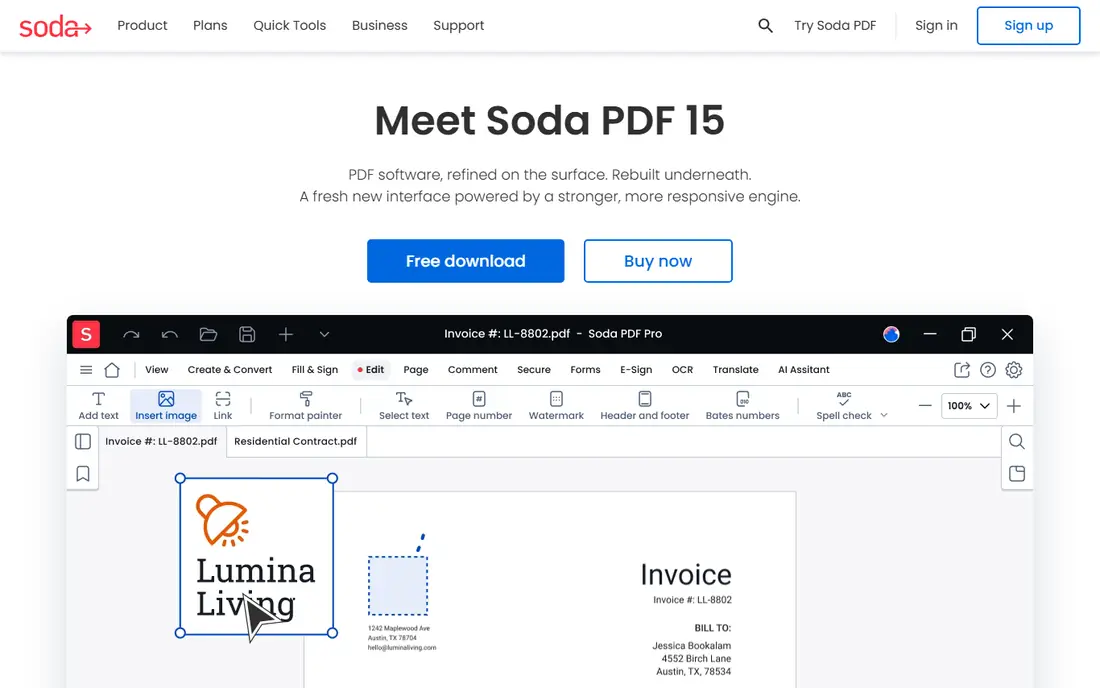 Soda PDF homepage