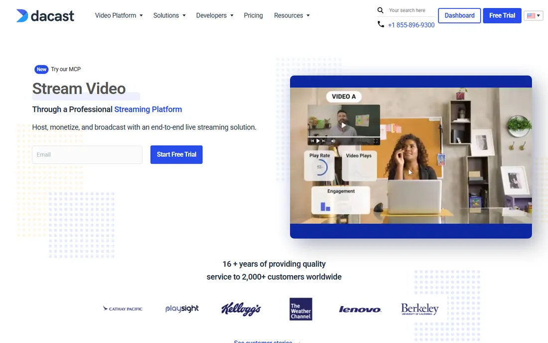 Dacast homepage