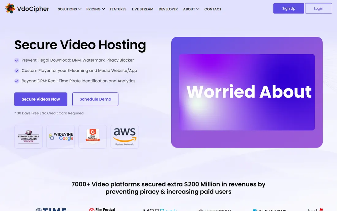 VdoCipher homepage