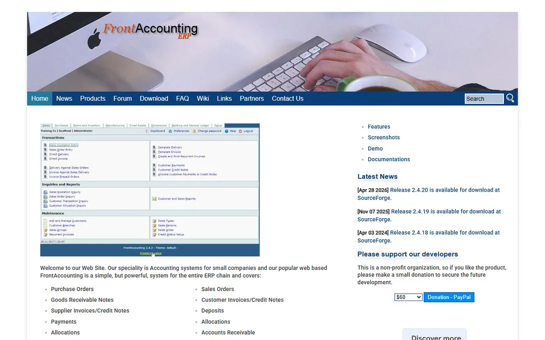 FrontAccounting homepage