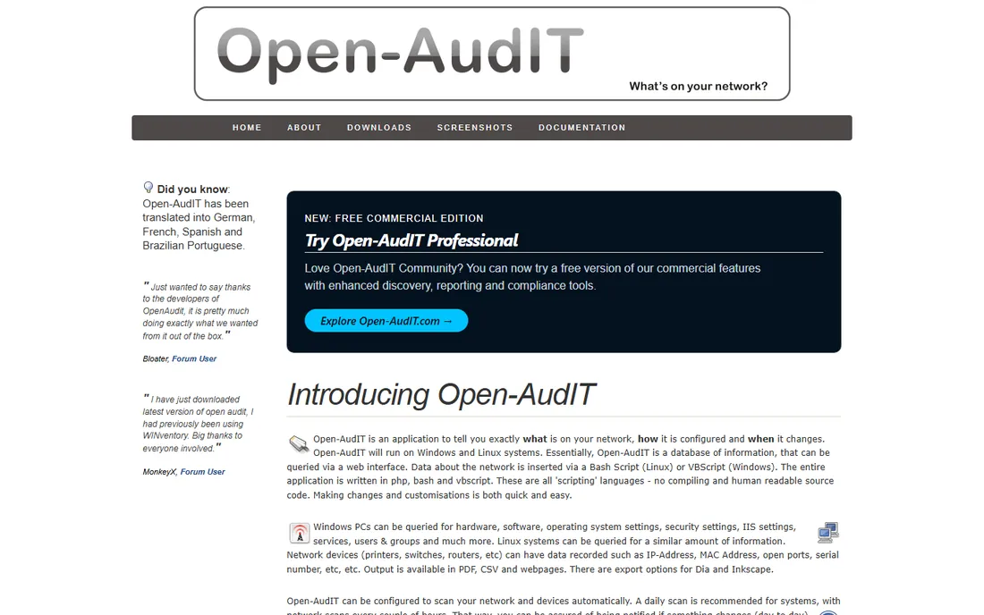 Open-AudIT homepage
