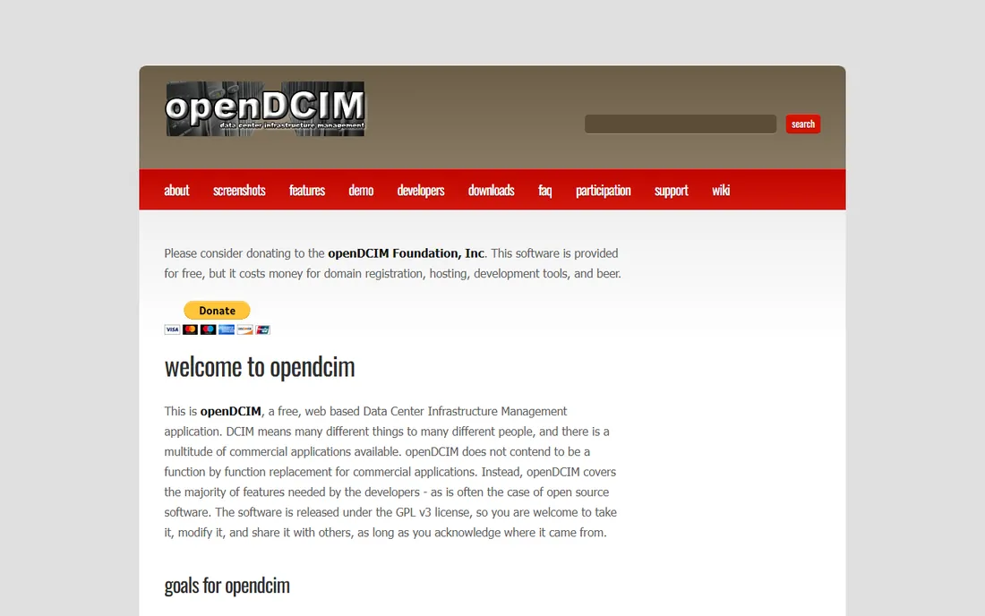 OpenDCIM homepage