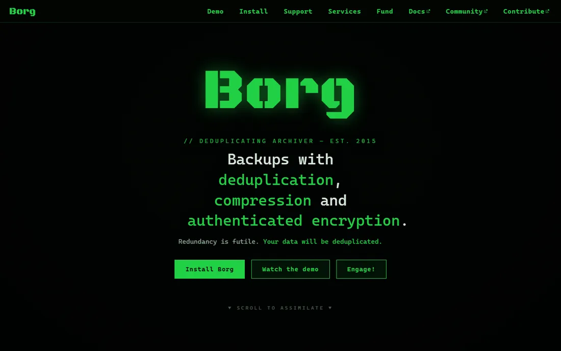 BorgBackup homepage