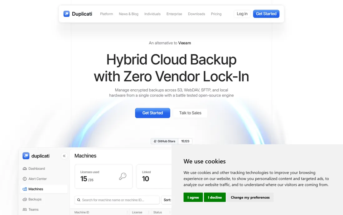 Duplicati homepage