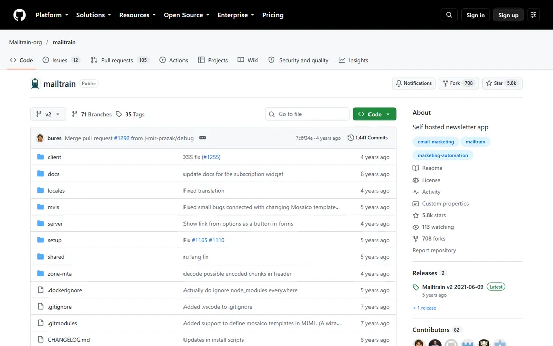 Mailtrain homepage