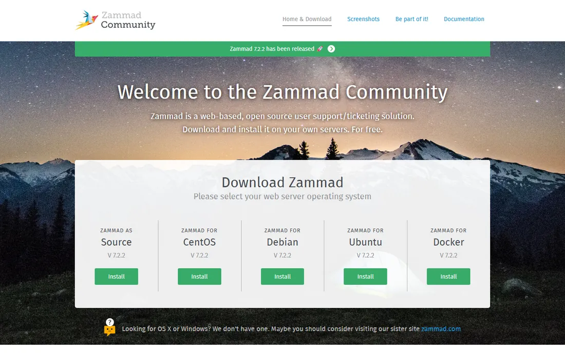 Zammad homepage
