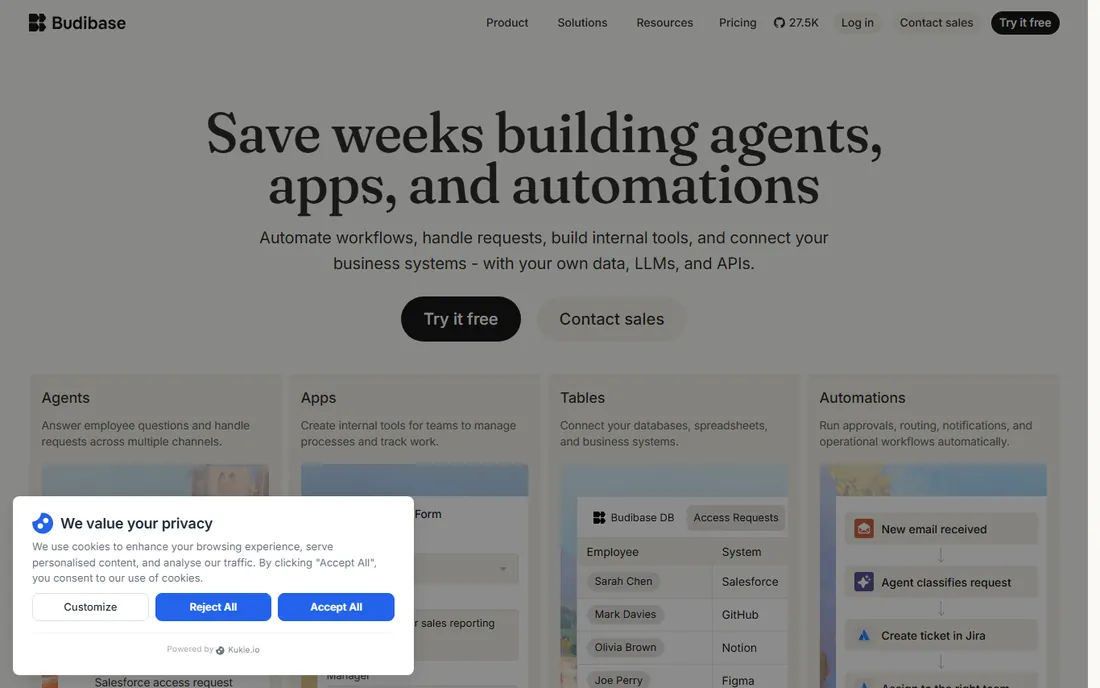 Budibase homepage