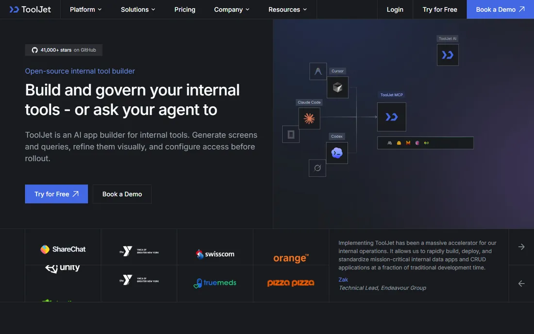 ToolJet homepage