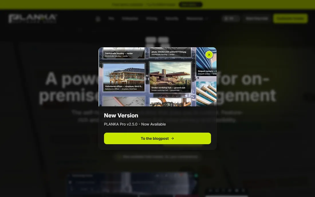 Planka homepage