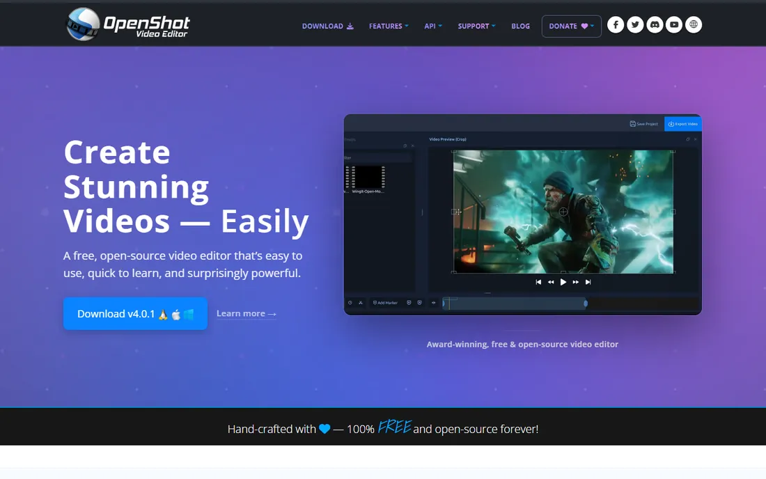 OpenShot homepage