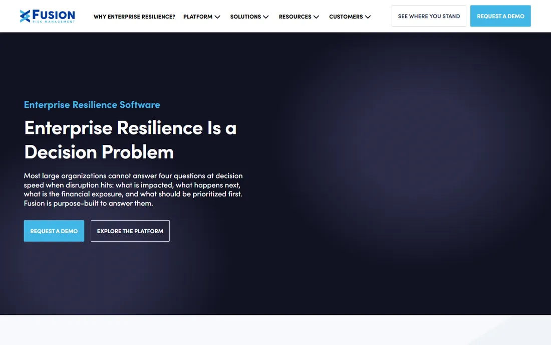 Fusion Risk Management homepage