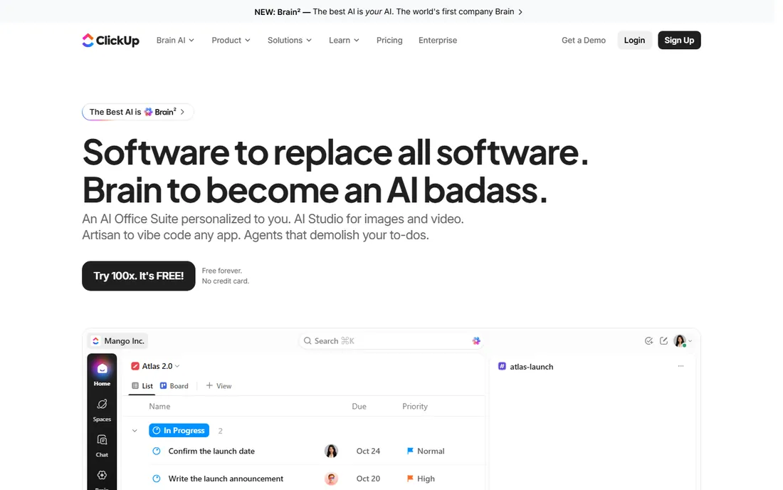 ClickUp homepage