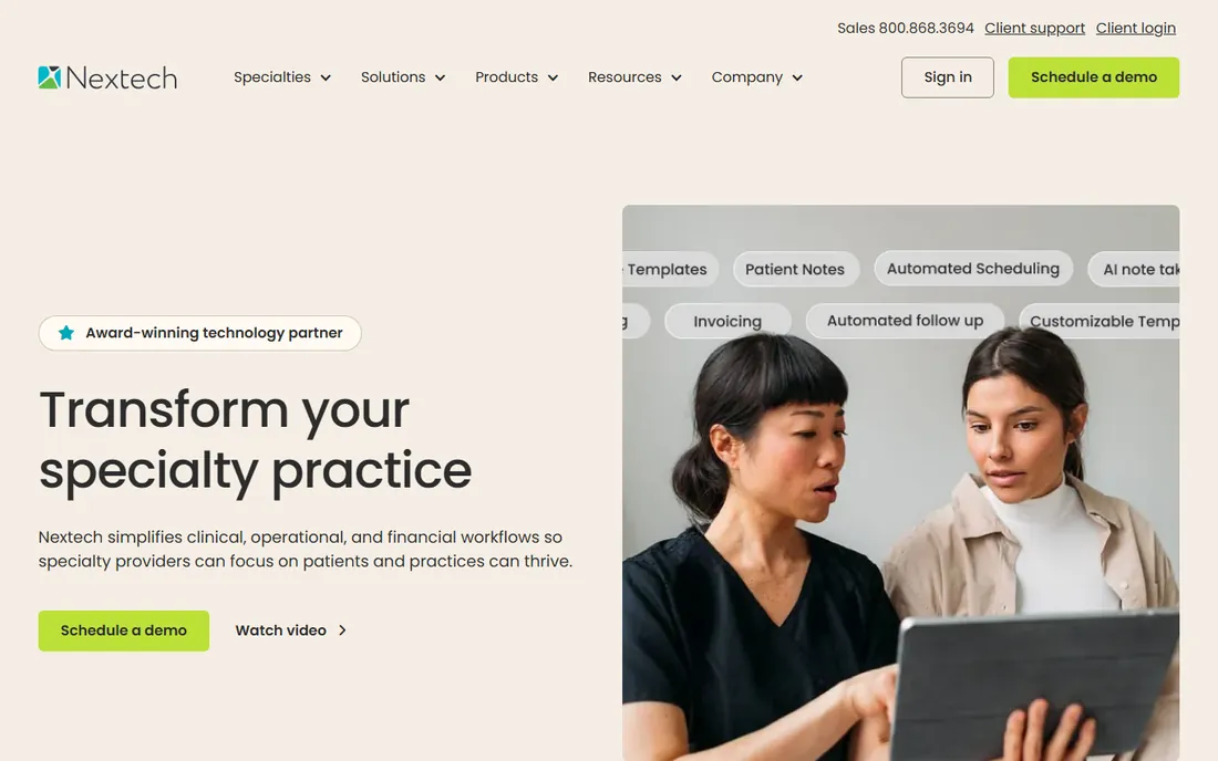 Nextech homepage