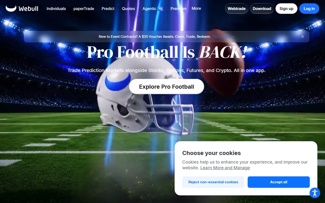 Webull homepage