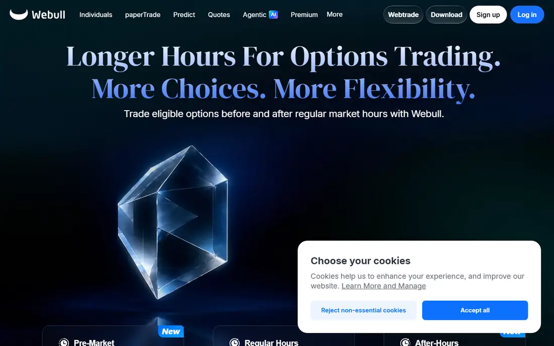 Webull homepage