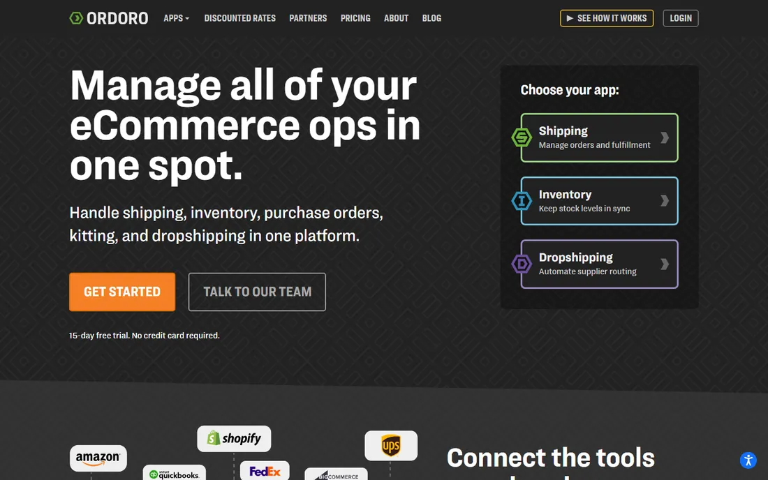 Ordoro homepage