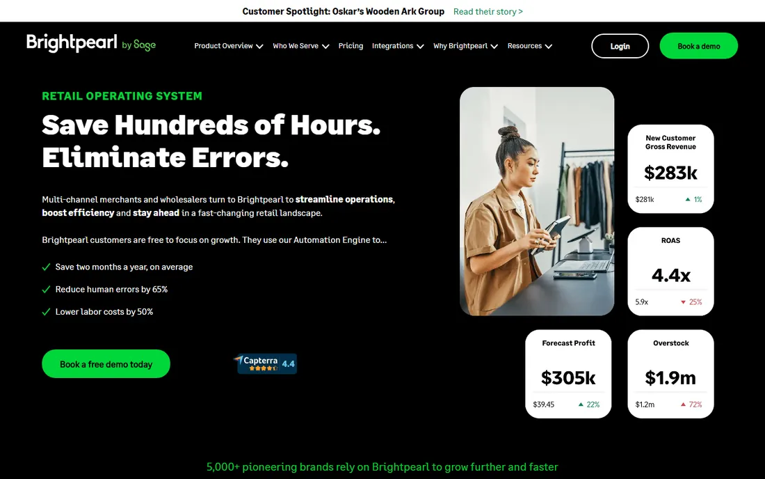 Brightpearl homepage