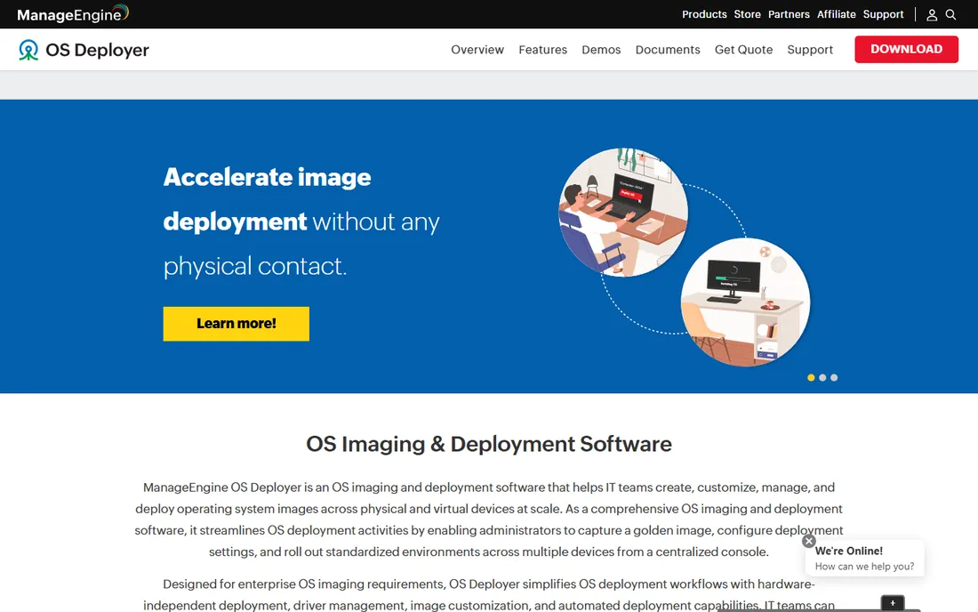 ManageEngine OS Deployer homepage