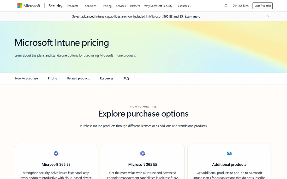 Microsoft Intune homepage