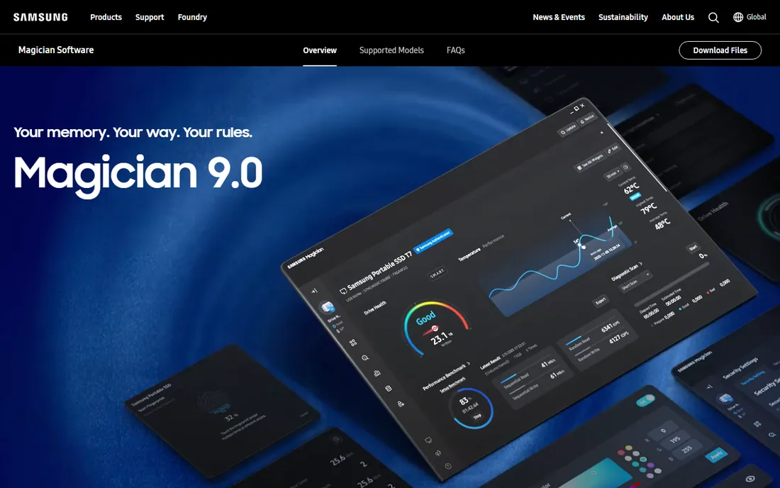 Samsung Magician homepage