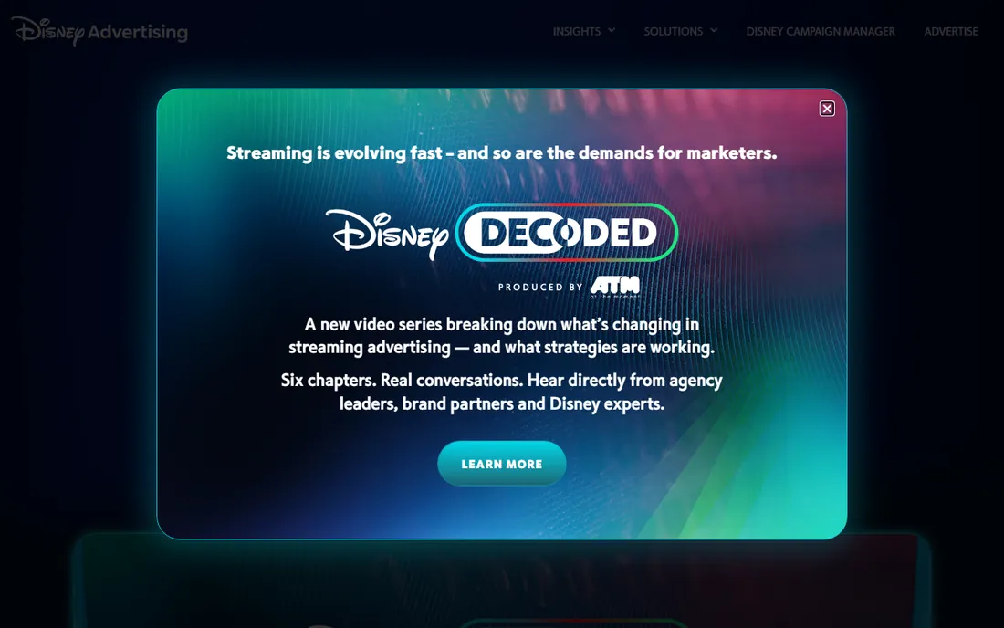 Disney Advertising homepage