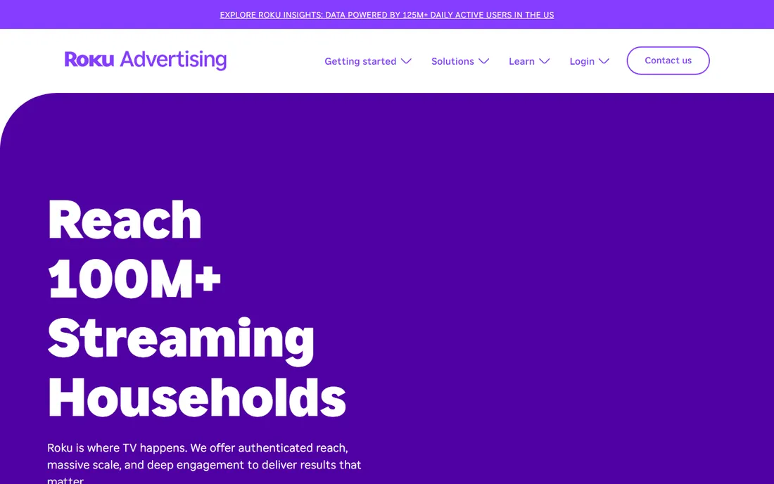 Roku Advertising homepage