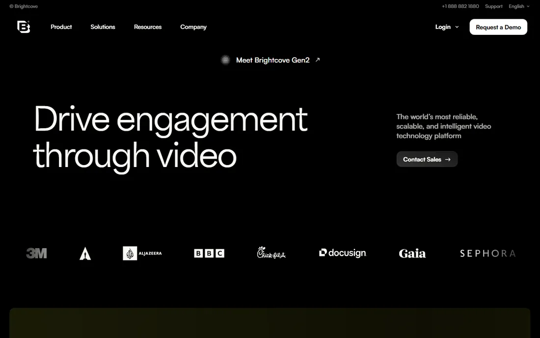 Brightcove homepage