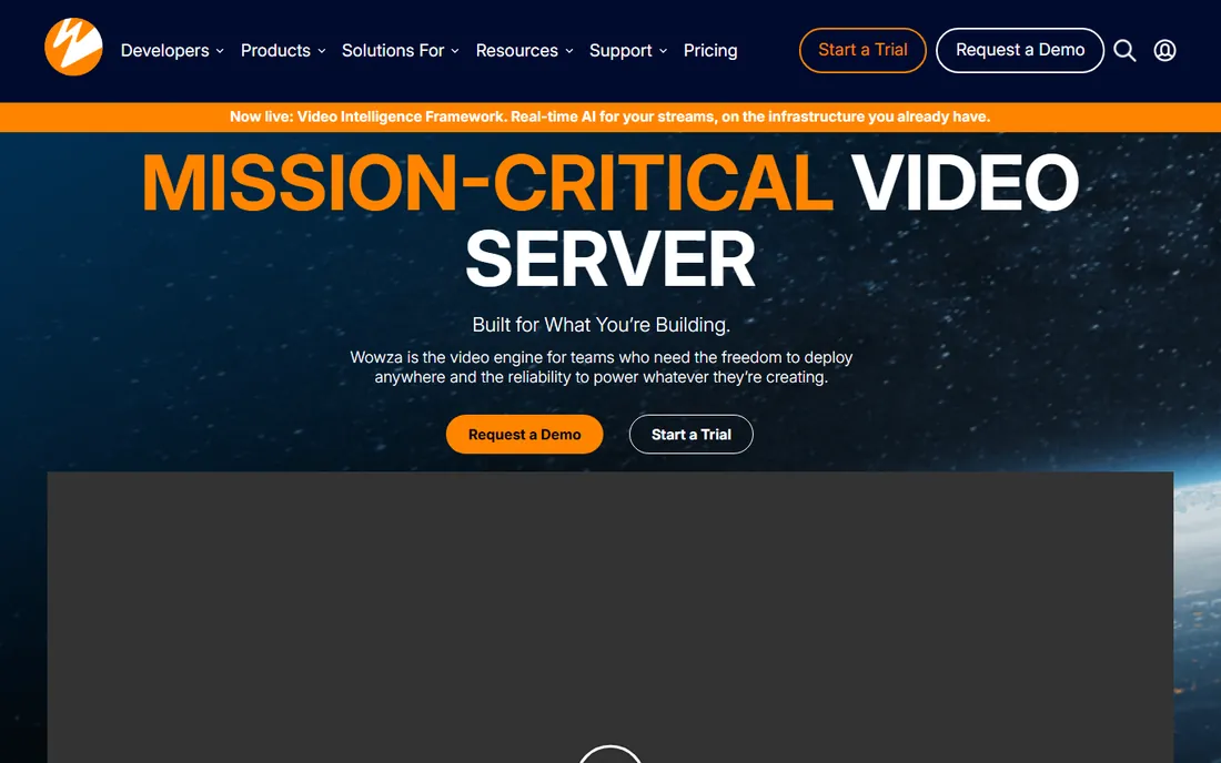 Wowza homepage