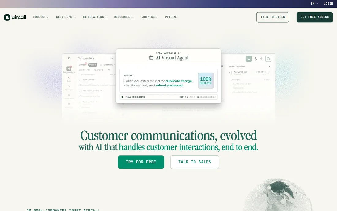 Aircall homepage