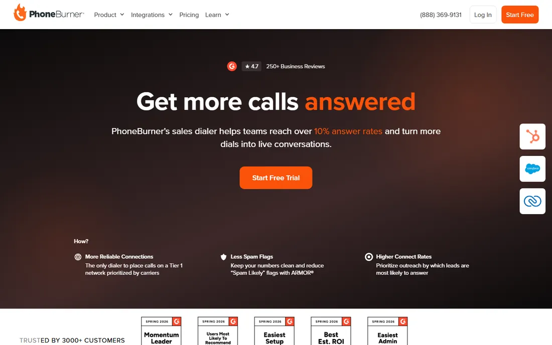 PhoneBurner homepage