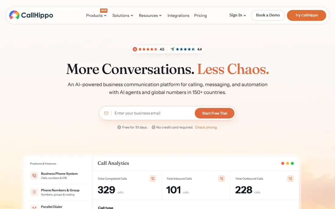 CallHippo homepage