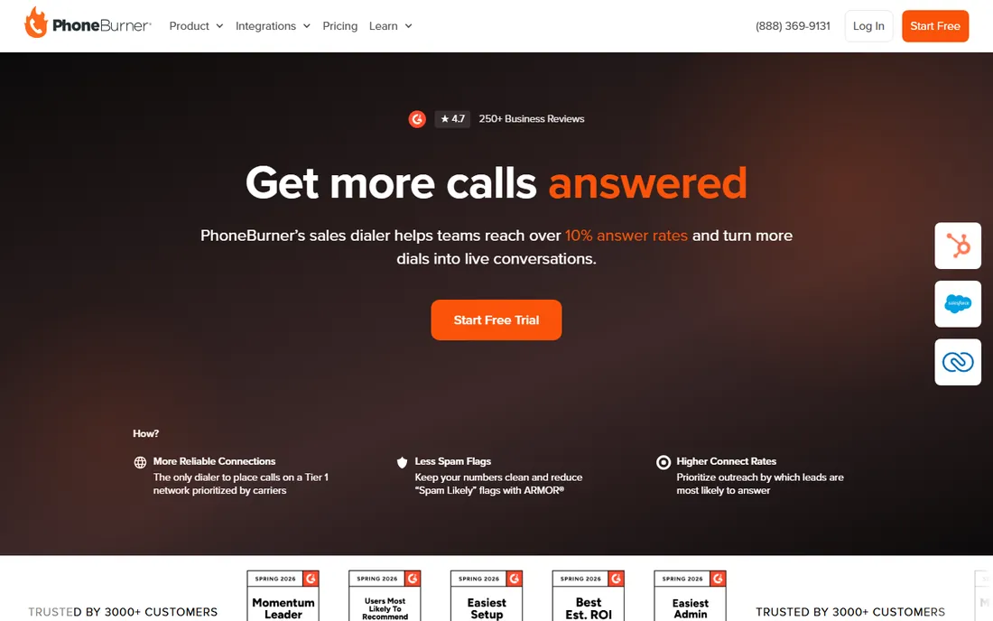 PhoneBurner homepage