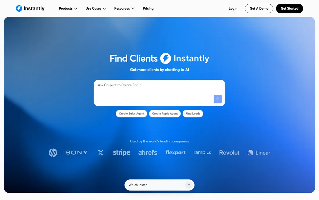 Instantly homepage