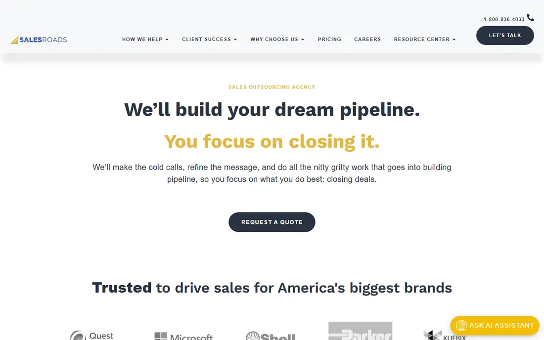 SalesRoads homepage