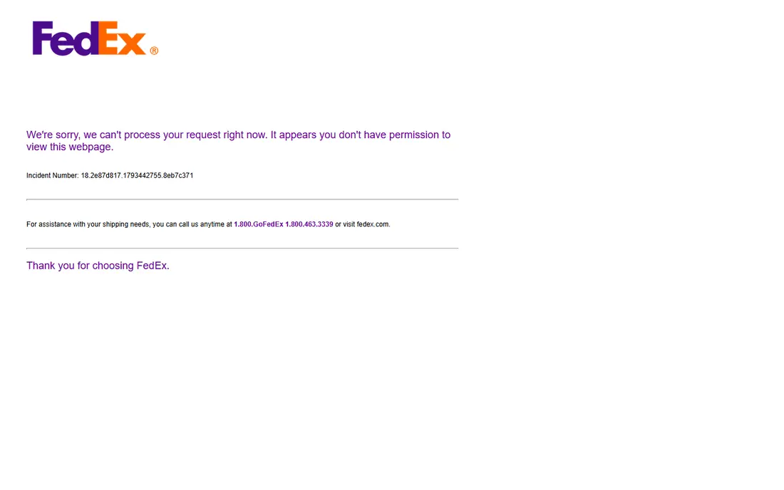 FedEx homepage