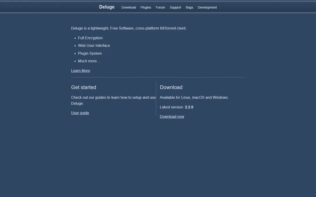 Deluge homepage