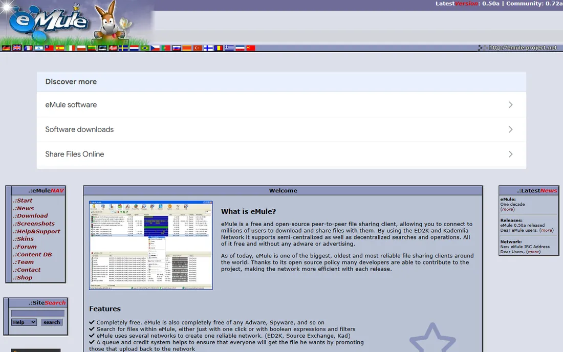 eMule homepage