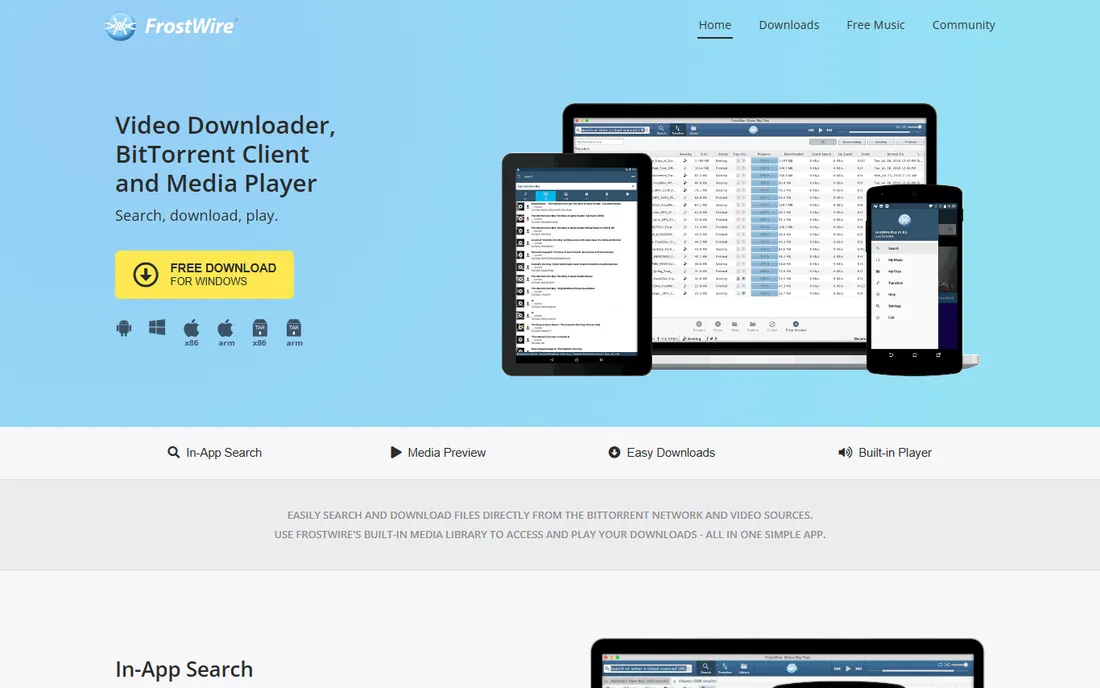FrostWire homepage