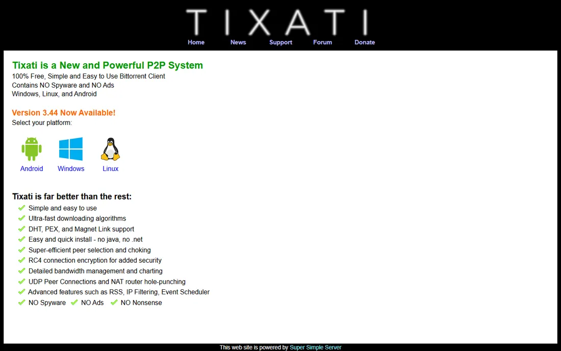 Tixati homepage