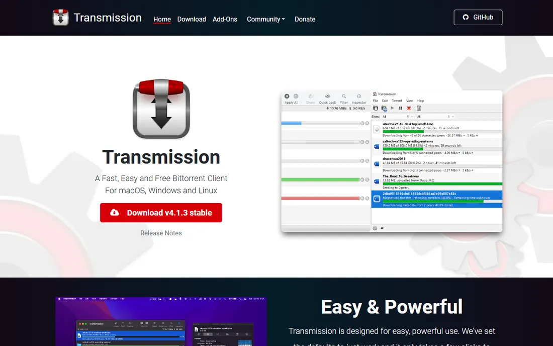 Transmission homepage