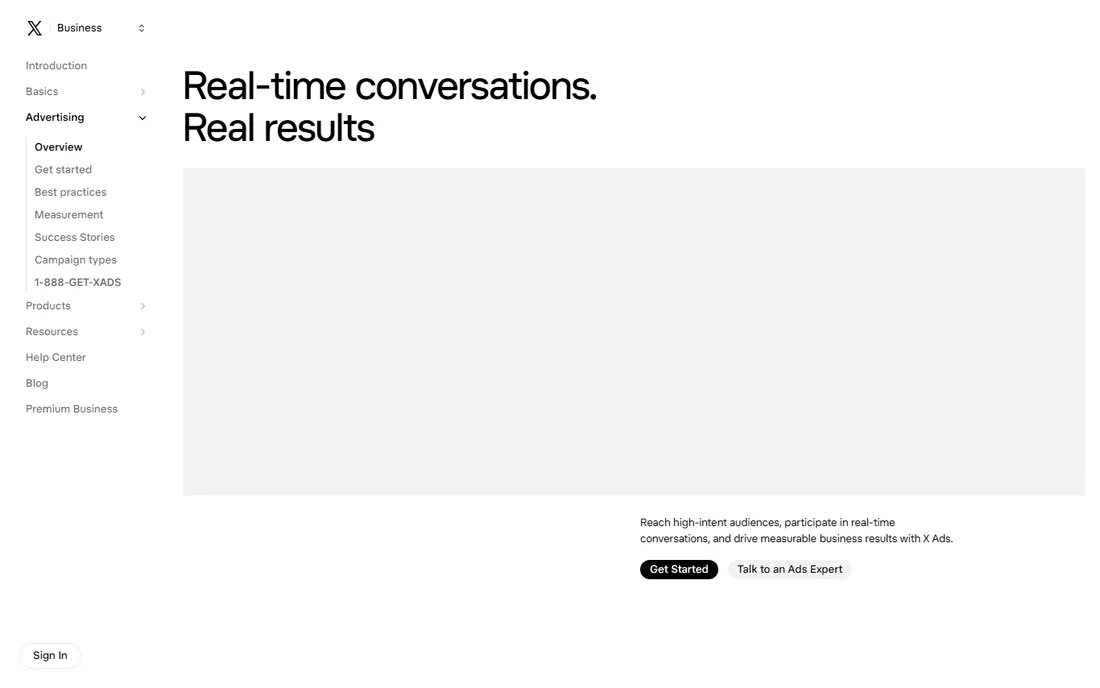 X Ads homepage