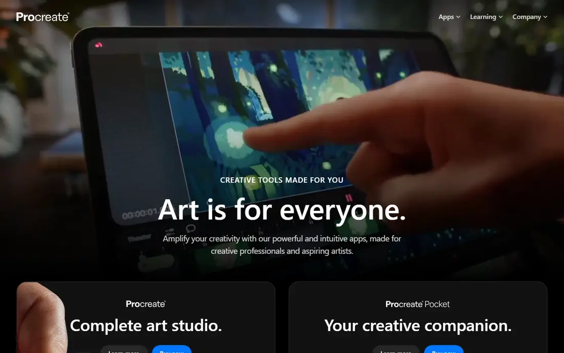 Procreate homepage