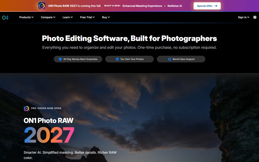 ON1 Photo RAW homepage