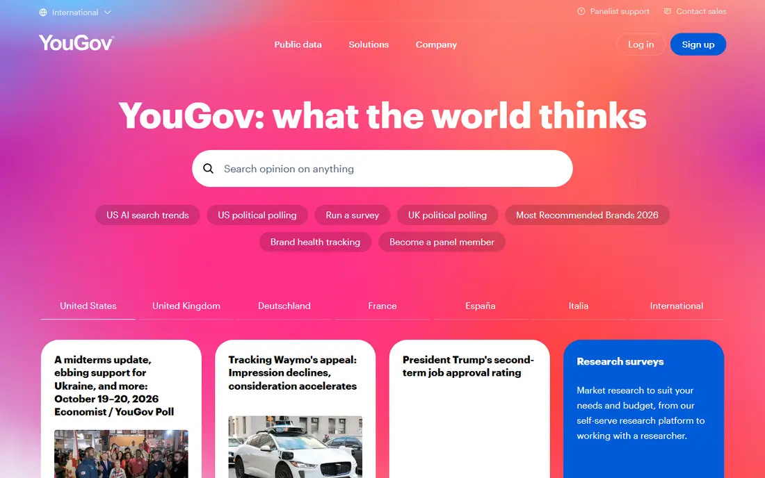 YouGov homepage