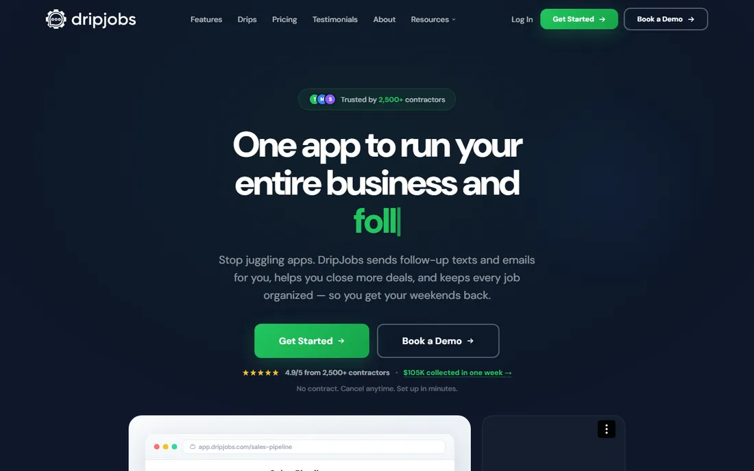 DripJobs homepage